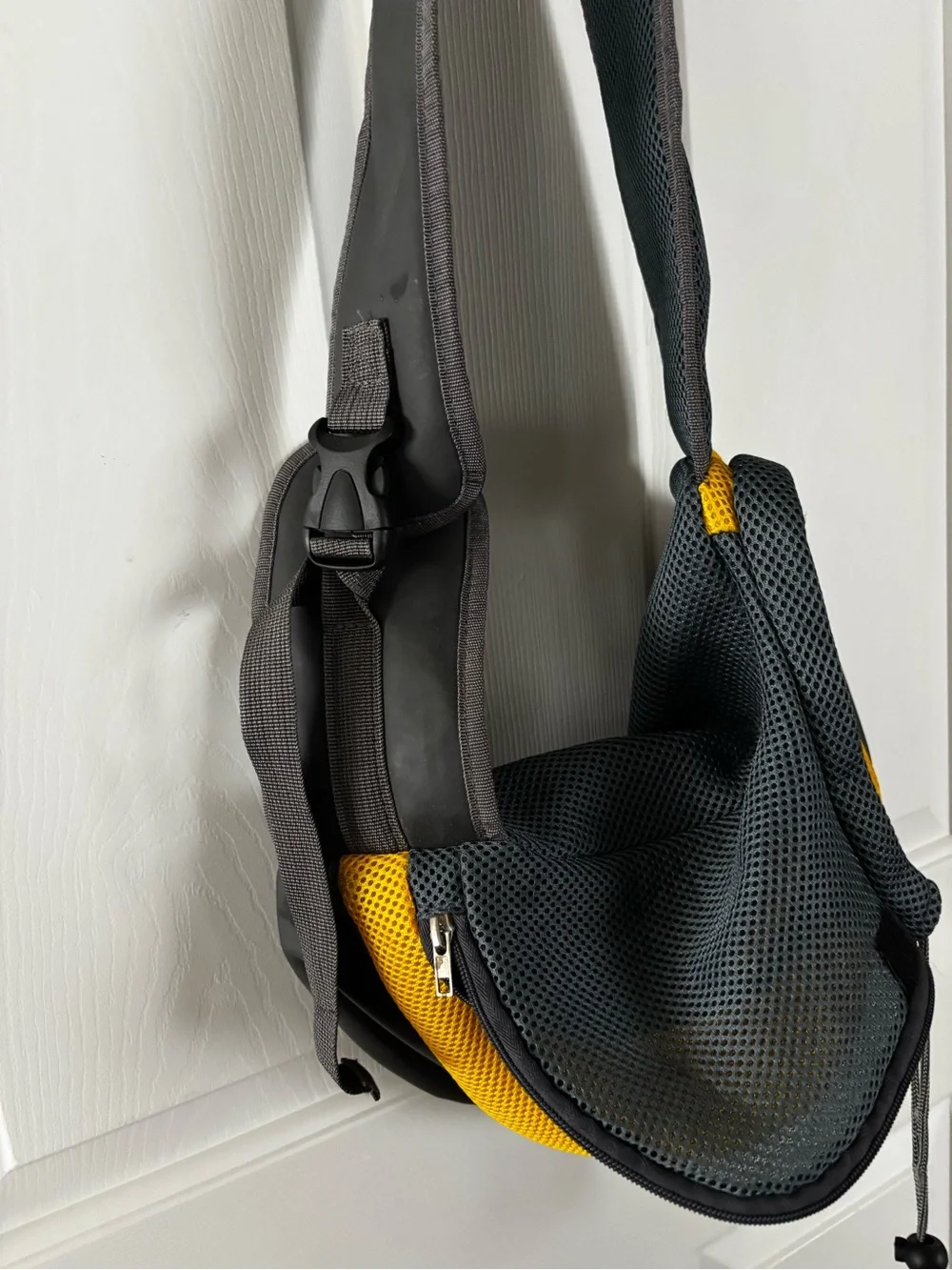 Pet Small Dog Cat Sling Carrier Comfort Travel Tote Shoulder Bag Yellow & Gray
